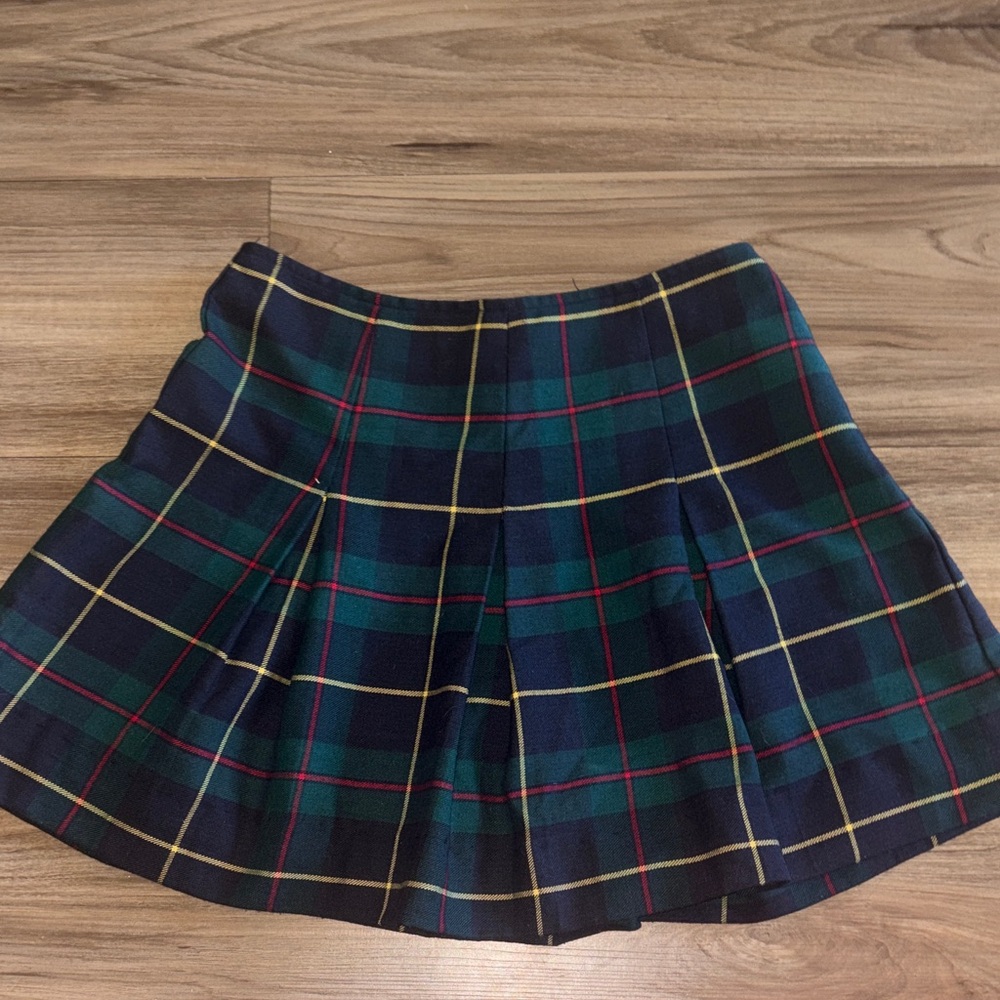 Expressions Navy and Green Plaid Skater Skirt